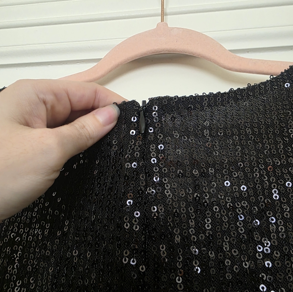 Unique Vintage Black Sequin Wiggle Dress - Picture 5 of 17